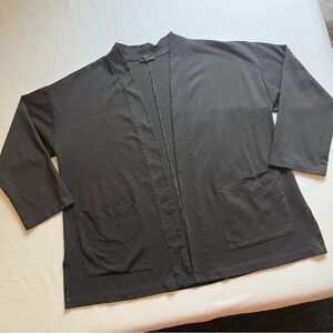 EILEEN FISHER garment dye black dark grey organic cotton blend knit buttonless